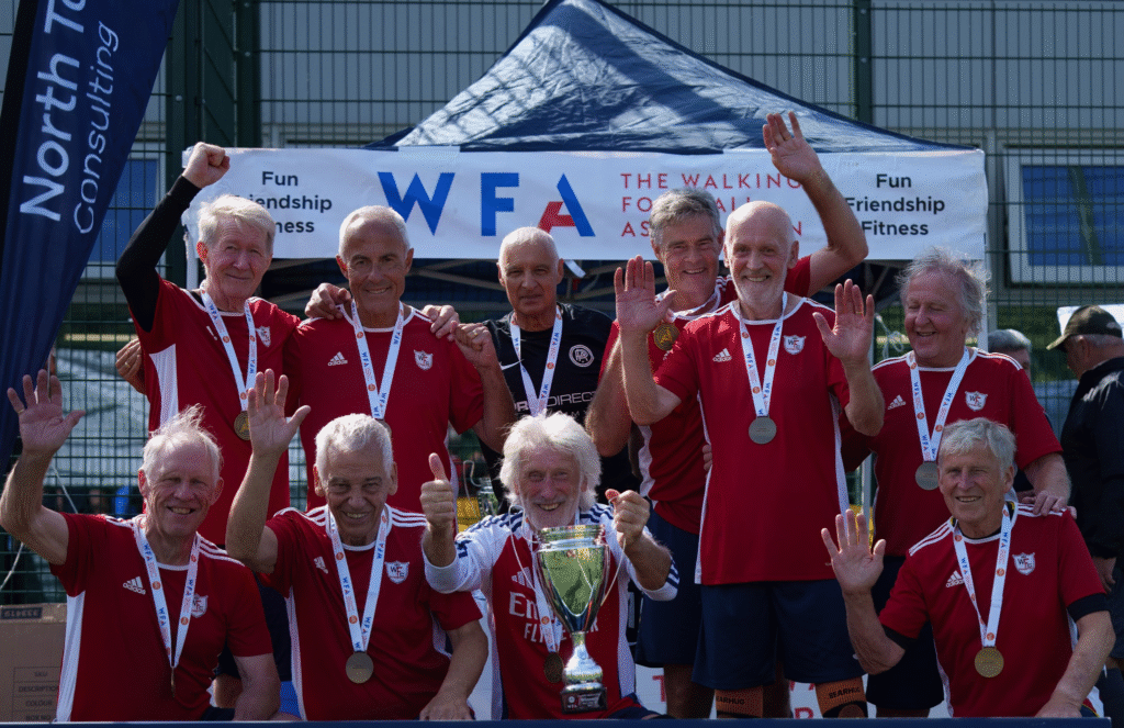 WFA Over 70s National Cup Champions - For the third year running, a group of over 70s has reached the Walking Football Association (WFA) National Cup Finals.
The team, which was set up in 2023, reached the 70+ Semi-Final of the 2023 WFA National Cup which means they were in the top four teams in England in that year.